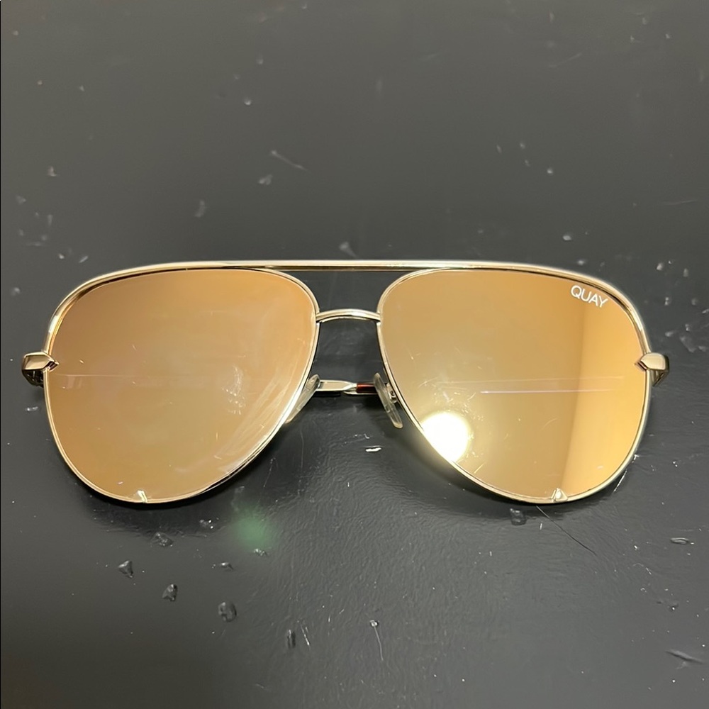 Quay x Desi Highkey Gold Aviator Sunglasses